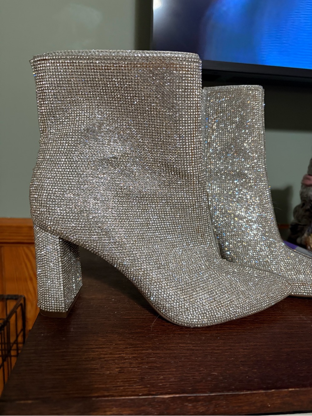 INC International Concepts Silver Rhinestone Ankle Booties